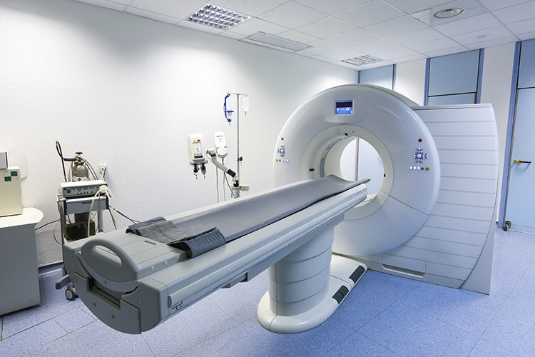 CT (Computed tomography) scanner in hospital laboratory.